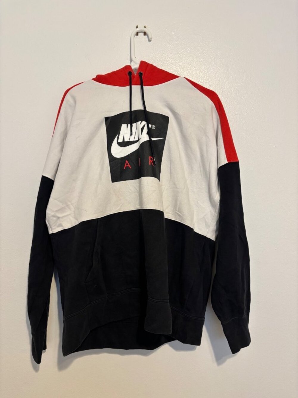 Nike Air 2018 Hoodie L Red White Black Colorblock Retro Y2K Streetwear